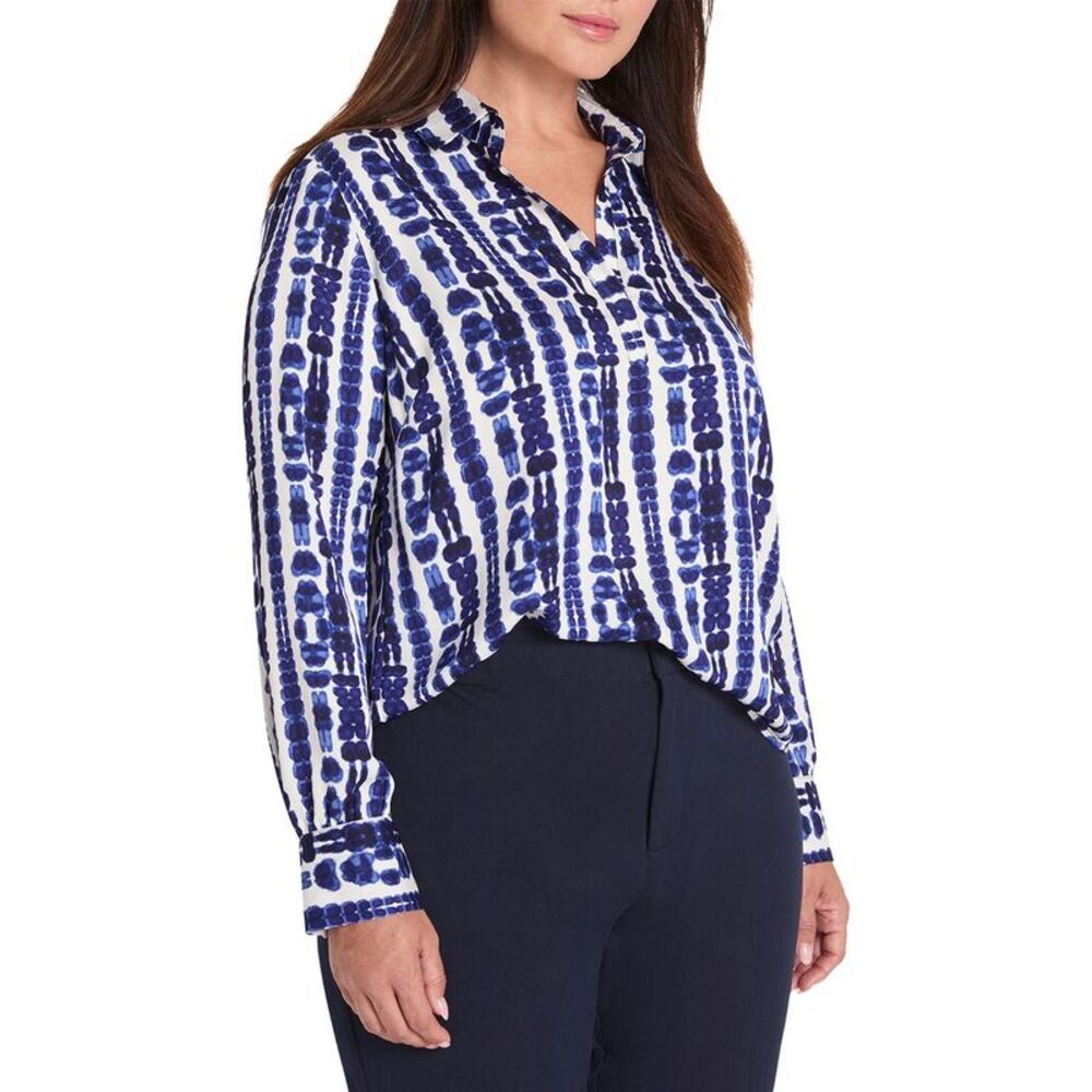 Nic+Zoe Womens  Plus Shibori Stripe Top, Blue